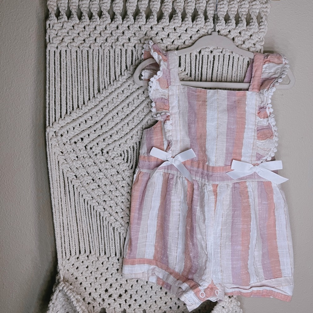 Rare editions striped baby girl romper size 24 month